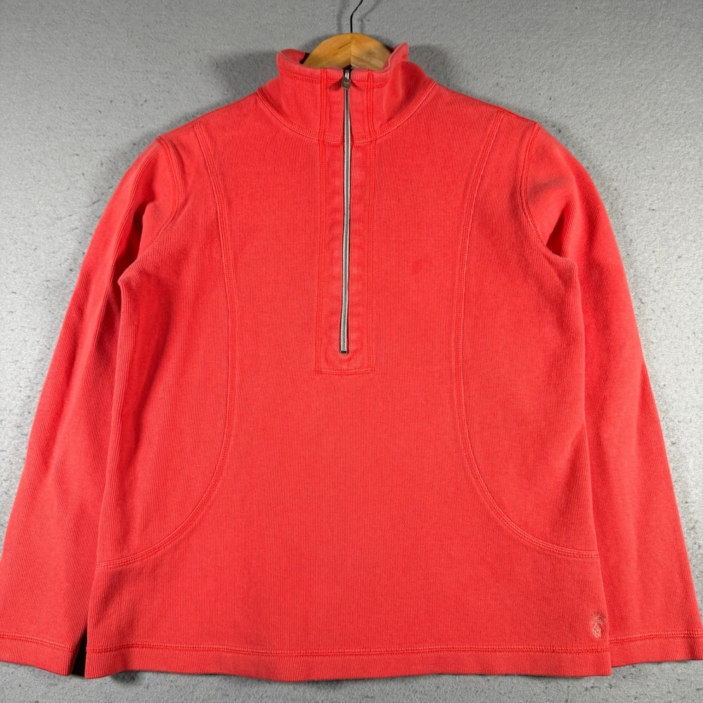 Tommy Bahama Coral Pink Ribbed Quarter Zip Pullover Sweatshirt Women's Small